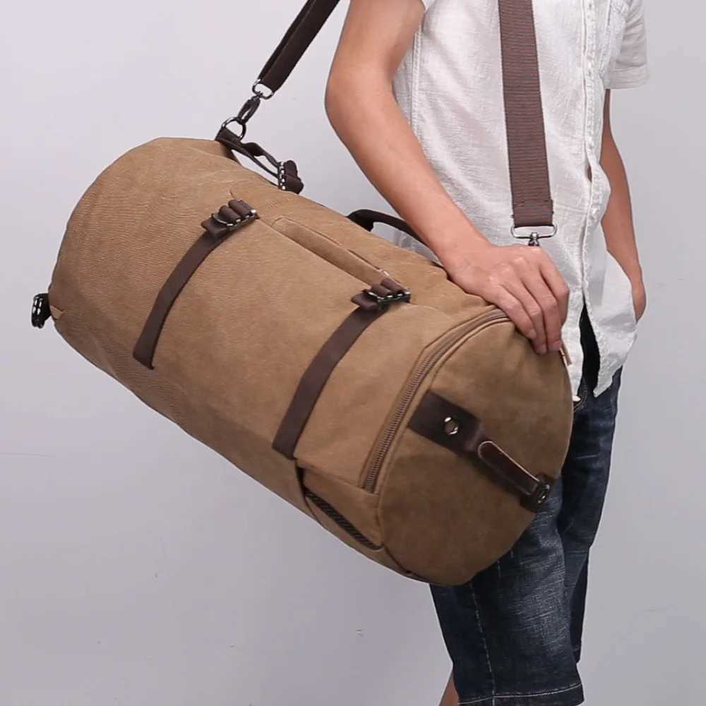 Fashion Canvas Handbag Men Women Carry On Travel Luggage Bag Outdoor Duffel Bag Casual Large Capacity Weekend Shoulder Bag W250618