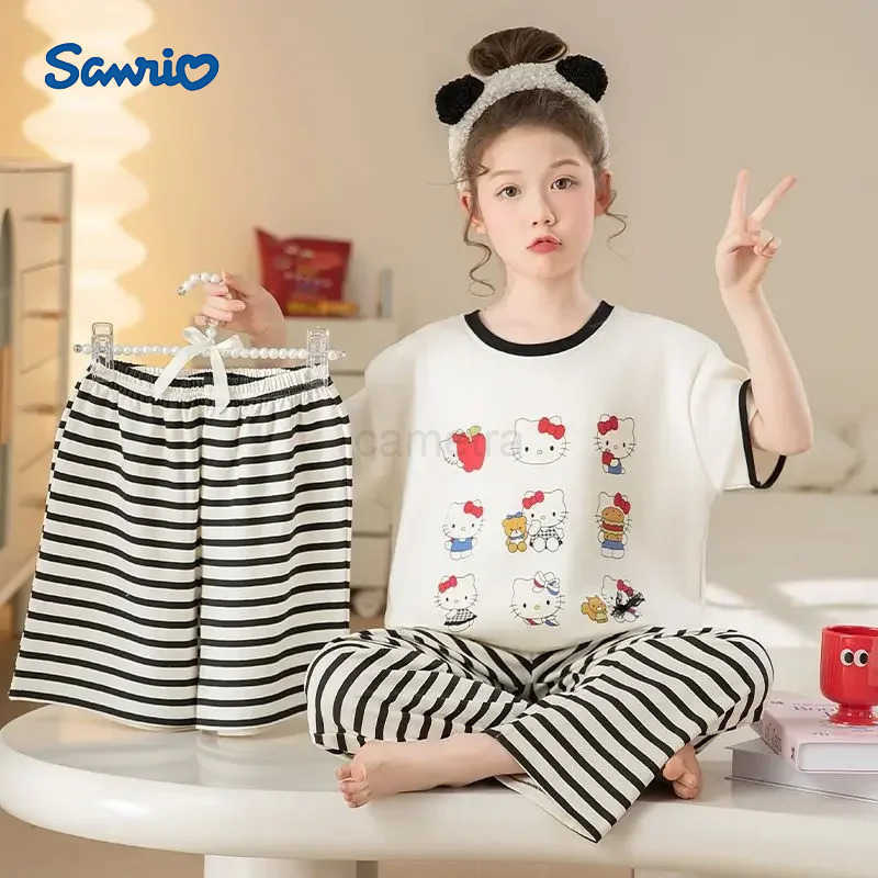 Sanrio Hangyodon Kawaii Anime Sanrio Ins Fashion Baby My Melody Clothes Pajamas Summer Cotton Cute Short-sleeved Shirt Pants Gifts XJ250618XJ250618