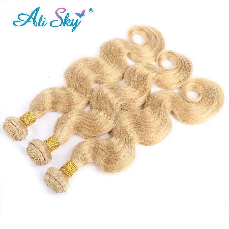 Honey Blonde 27 Colored Brazilian Body Wave Natural Remy Bundles 12-30 Inches Sold By 1/3/4 Hair Extension Ali Sky
