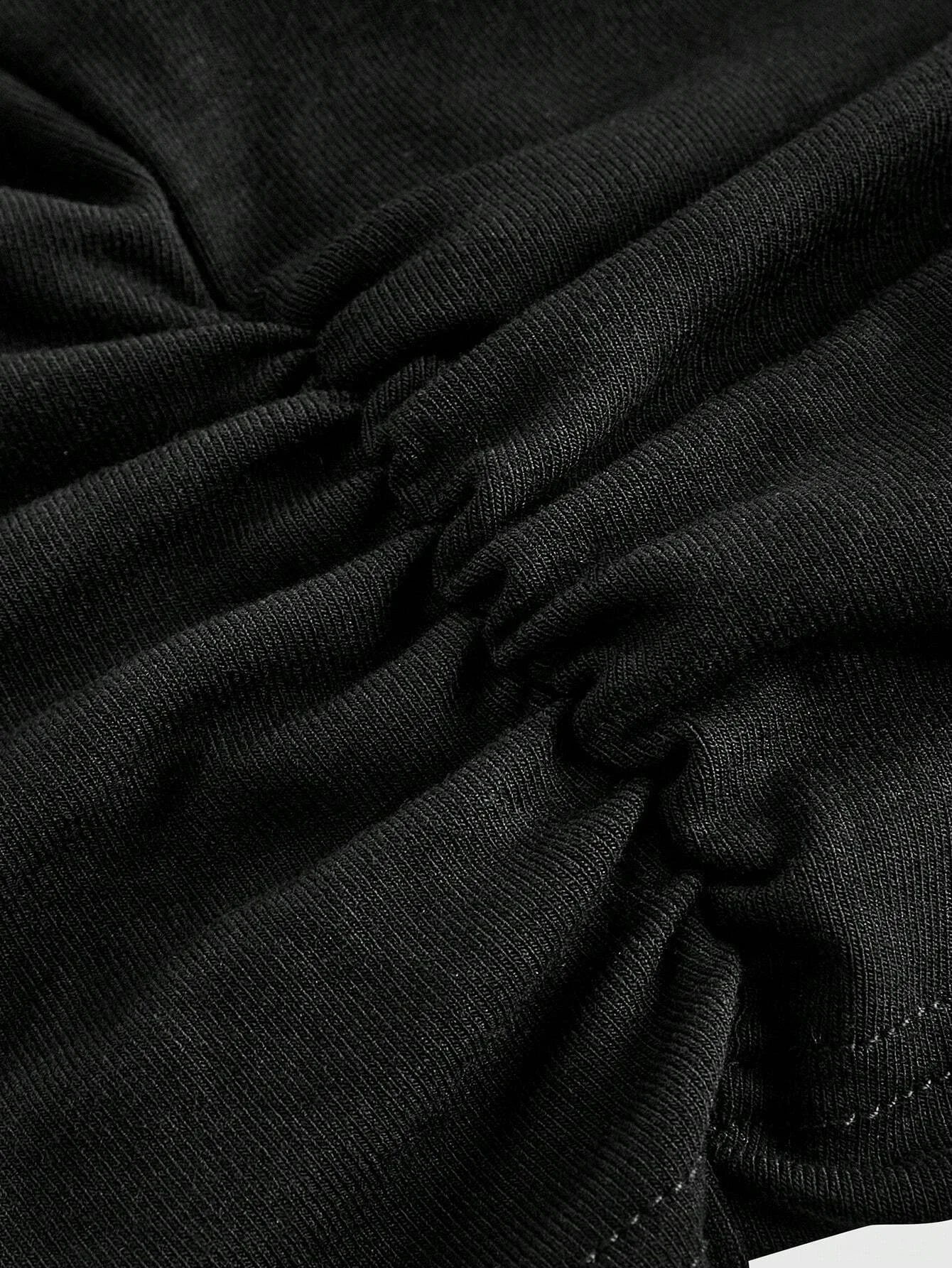 Sexy Off The Shoulder Fold Over Collar Pleated T-Shirt Women Summer Solid Color Slim Fit Crop Tee Top Streetwear Y2K 250614