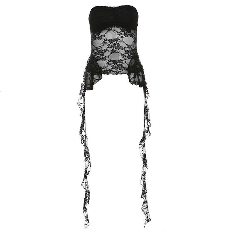 Spring New Women's Fashion Sexy Lace Tube Mesh Crop Top Vest B5