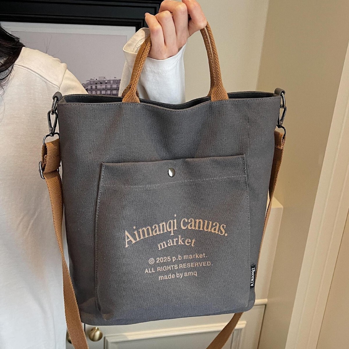 Free shipping designer Commuting Handheld Tote Bag for Women 2025 New Casual Versatile Crossbody Bag Student Class Canvas Bag White