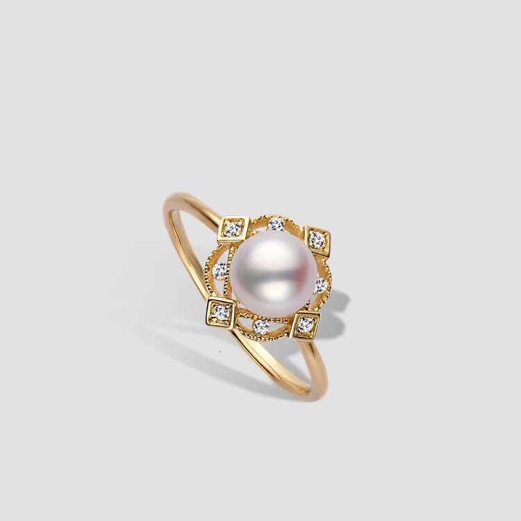 Hualing" Luxurious Aurora Natural Pearl Light Luxury Design Elegant Electroplated Color Ring