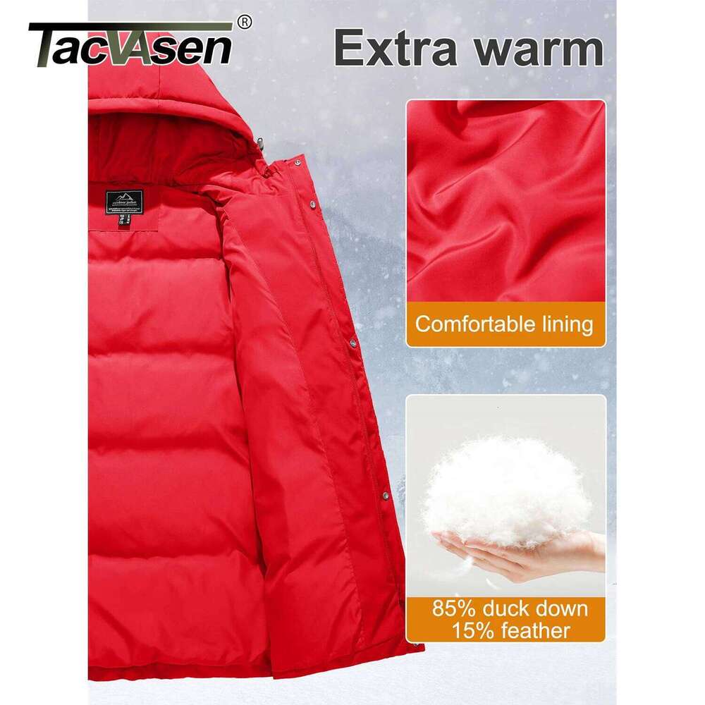 TACVASEN Duck Down Womens Long Thicken Winter Puffer Jacket Quilted Water-Resistant Ultra Warm Hooded Padded Coats