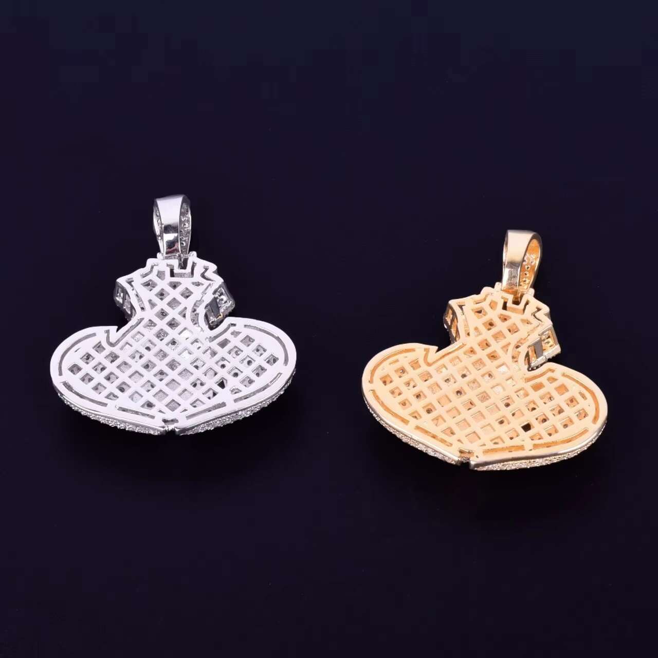 Luxury 925 Silver and 18K Solid Gold Religious Diamond Pendant Iced out Broken Heart Money Bag Moissanite Charms