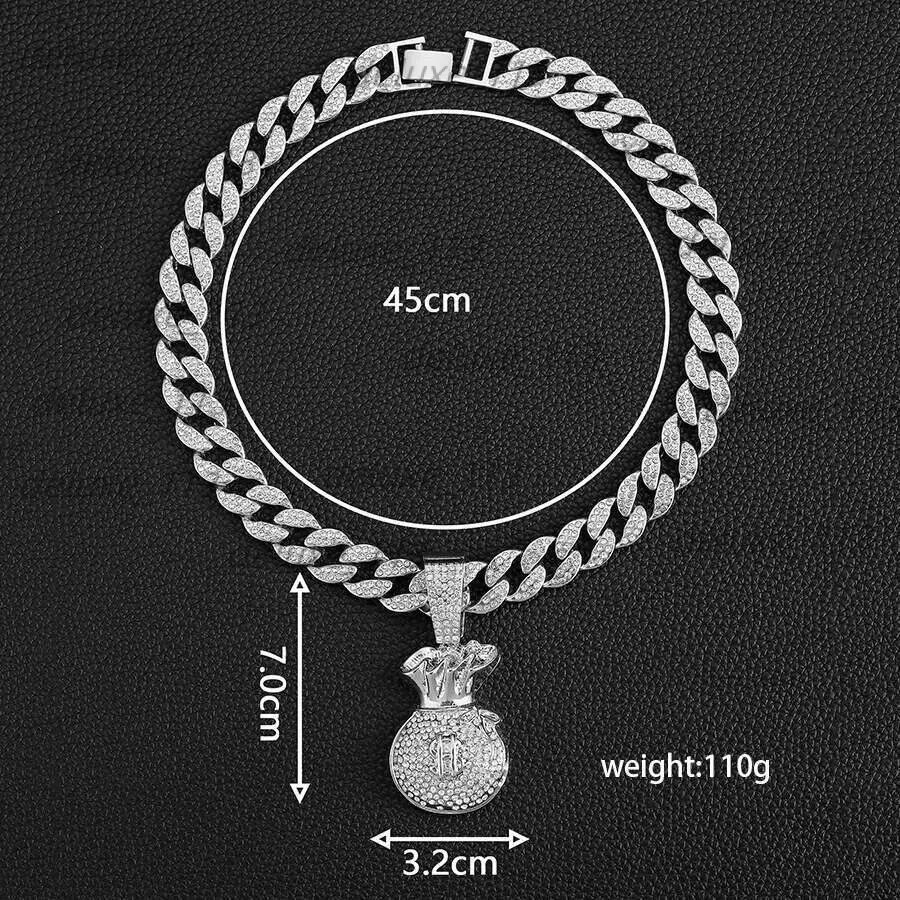 Small And New Pendant Street Hip Hop Full Dia Personalized USD Symbol Money Bag Cuban Chain Jewelry