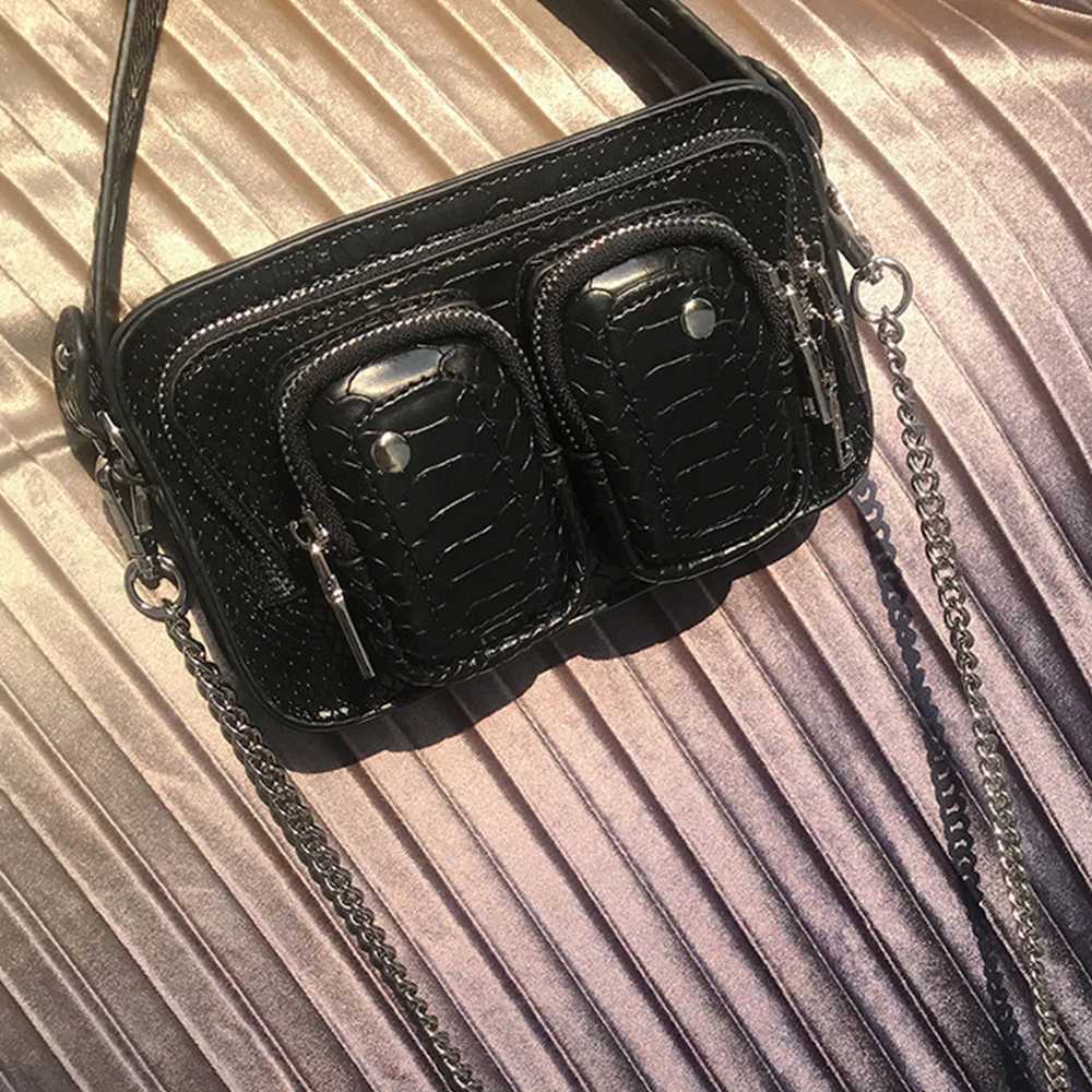 Punk Leopard Handbags Designer Chains Crossbody Bags for Women 2023 Luxury Serpentine Shoulder Bag Female Tote Clutch Purses New B250618