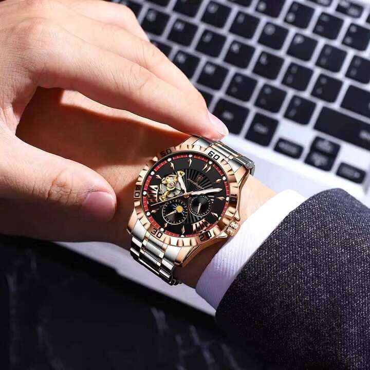 DHgargets Hot Sale 1415 New Men's Fashion Casual Multifunctional Automatic Waterproof Quartz Watch Reloj Hombre 2025