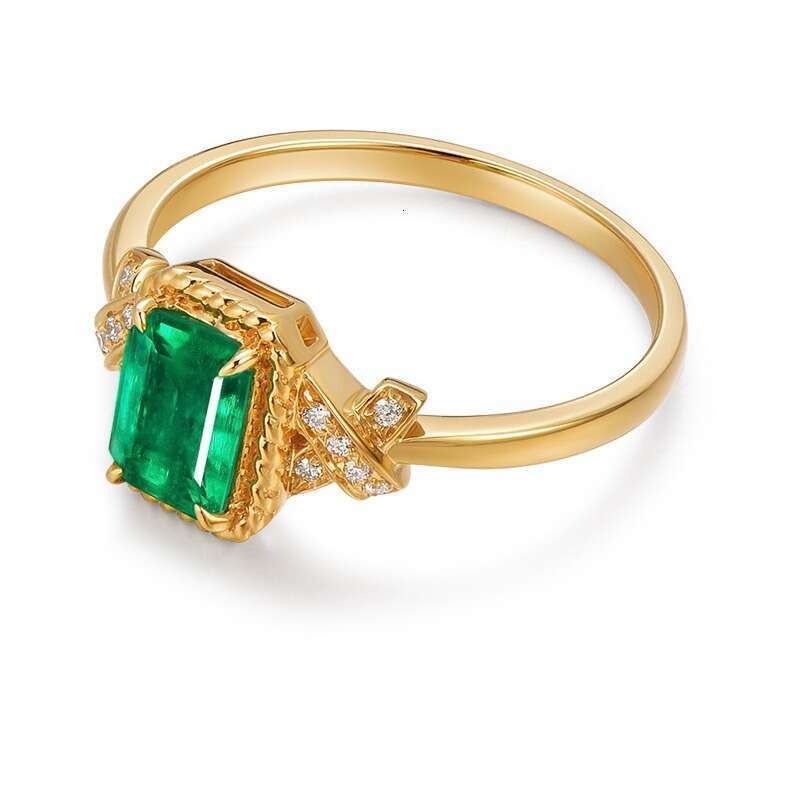 Natural Emerald Inlaid Gemstone Women's Jewelry Colorful Same Style Light Luxury Versatile Ring