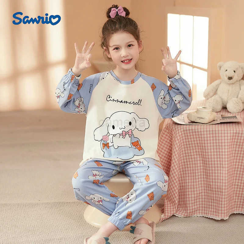 Sanrio Girls Pajama Sets Korea Style Cartoon Print Soft Comfortable Girl Nightwear Set Loose Trendy Breathable Pajamas XJ250618XJ250618