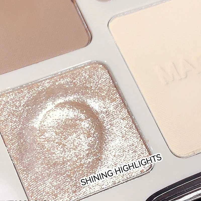 MAFFICK 4-Color Contour Palette Matte Brightener and Shimmer Highlight - Versatile Multi-Use Palette for Eye Shadow Contouring XJ250618