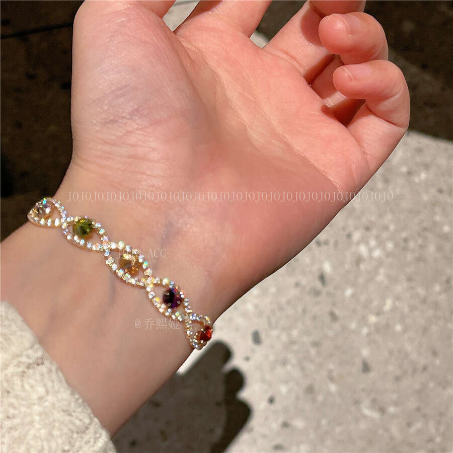 Light Style Colorful Zircon Bracelet 2023 Exquisite Circle Niche Versatile Pull Rope Hand Jewelry
