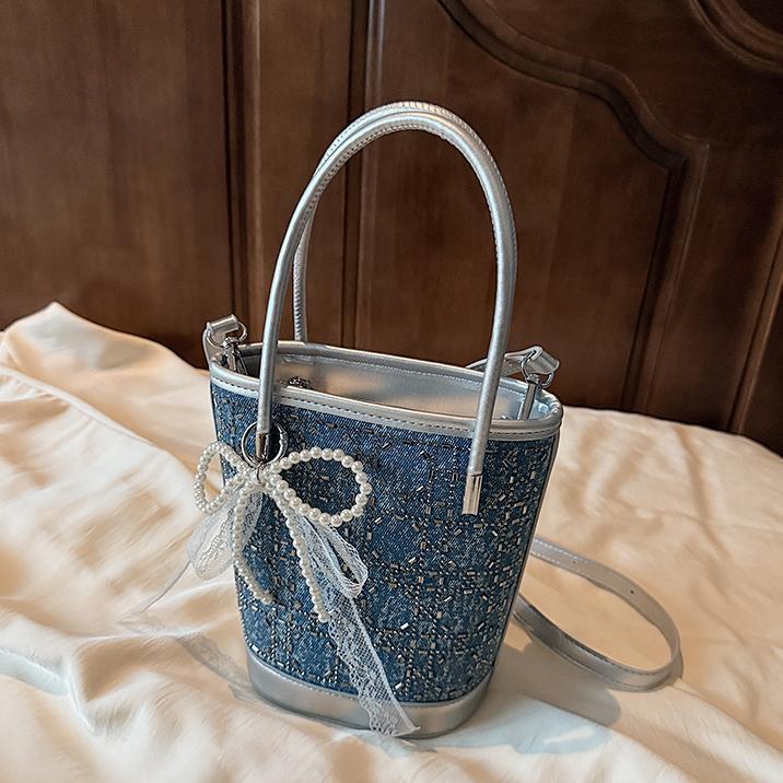 Free shipping designer Summer Trend Denim Handheld Bucket Bag for Women 2025 New Fashionable Stylish Phone Bag High-end Crossbody Bag