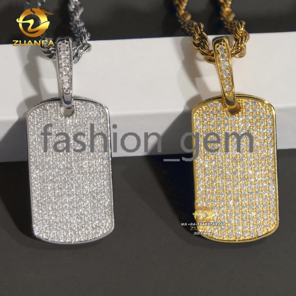 Affordable Small Gift Simple Design Small Dog Tag Pendant Poker Moissanite Pendants Iced Out Jewelry Custom Moissanite Pendant