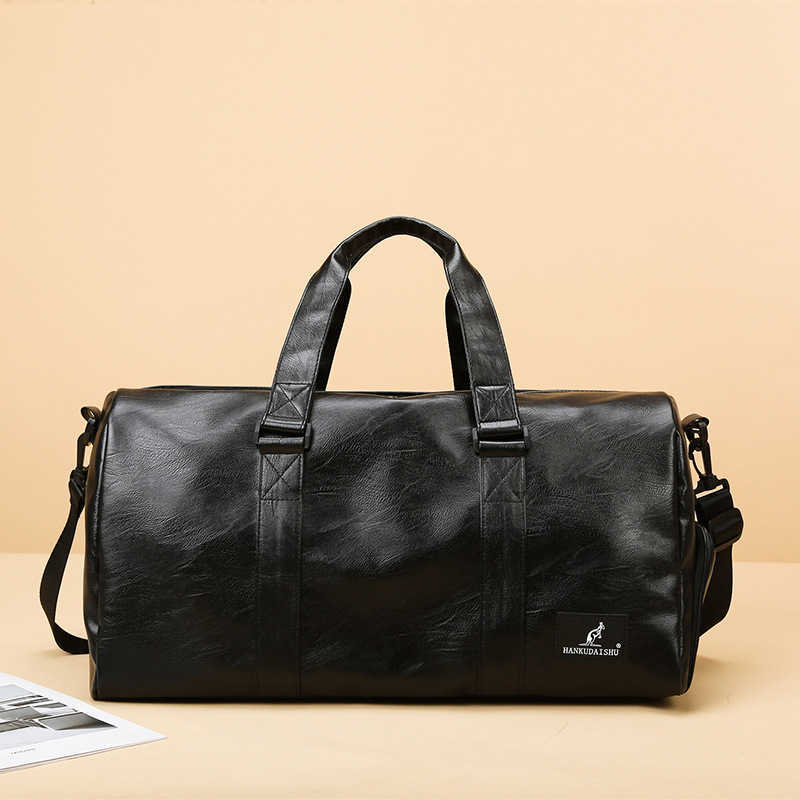 Gym Bag For Men Dry And Wet Separation PU Sports Bag Training Bag Shoe Compartment Single Shoulder Crossbody Bag Large Capacity Travel Bag