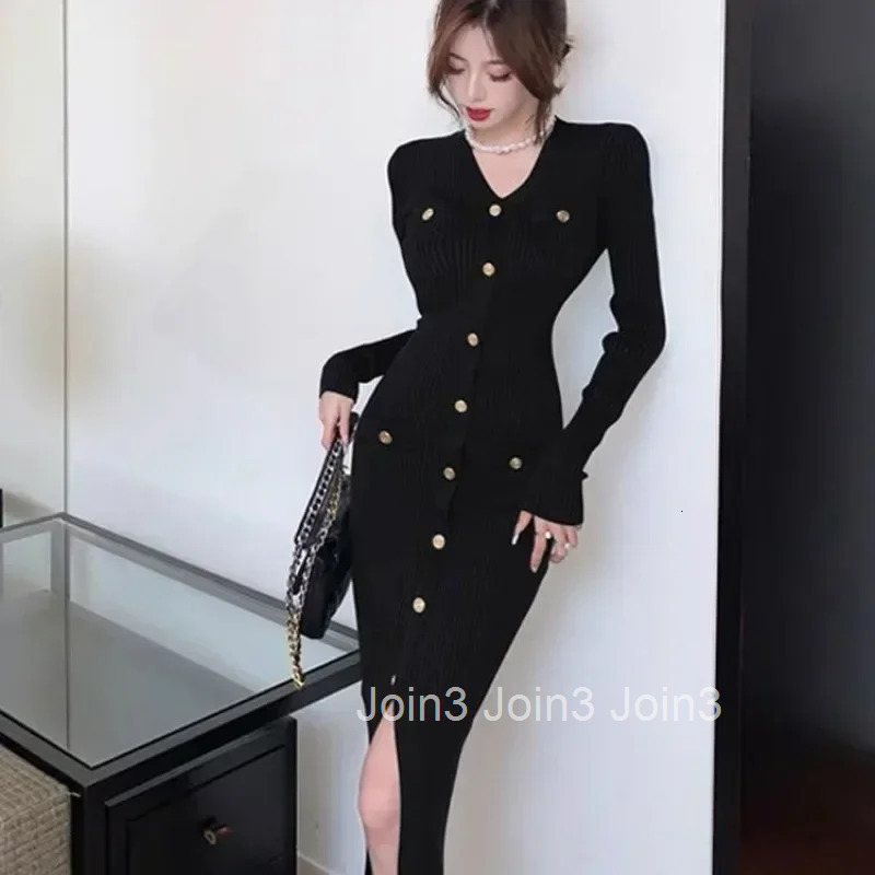 New In Womens Crochet Dresses Black Green Female Knit Dress Designer Elegant Party Chic Spring Autumn 2025 Casual Youth Loose G