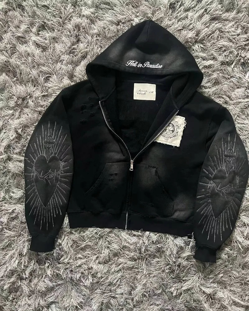 Autumn And Winter Fashion Letter Embroidery Patch Zipper Sweater Women Y2K Harajuku Retro Gothic Casual Joker Sports Sweater 250617