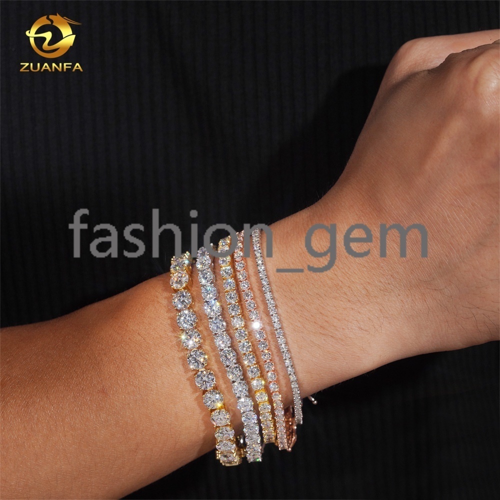 925 Silver Hip Hop Tennis Choker Chain Iced Out Jewelry 2mm 3mm 4mm 5mm 6.5mm VVS Moissanite Diamond Chain Tennis Necklace