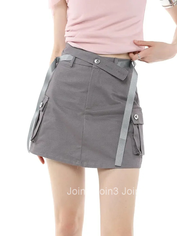 High Waist Cargo Tight Zipper Woman Skirt Wrap Skirts for Women Grey Y2k Vintage Quality Clothing Trend 2025 Streetwear Summer V
