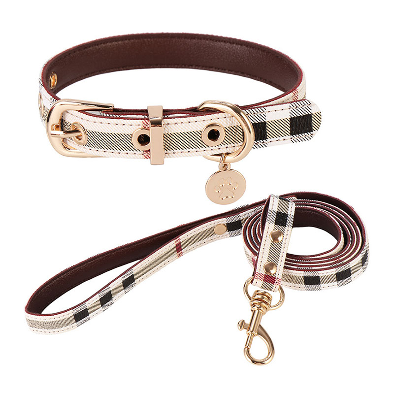 Dog Collars Leash Set Classic Presbya Designer Letters Pattern Print Leashes PU Leather Fashion Casual Adjustable Dogs Cats Neck Strap Cute Pet Collar
