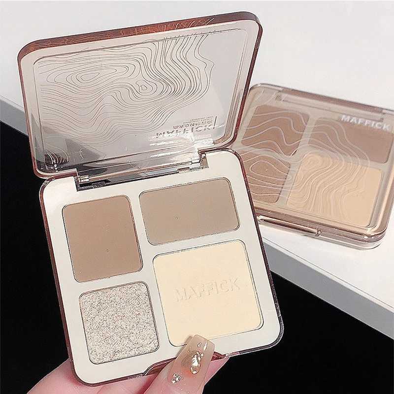 MAFFICK 4-Color Contour Palette Matte Brightener and Shimmer Highlight - Versatile Multi-Use Palette for Eye Shadow Contouring XJ250618