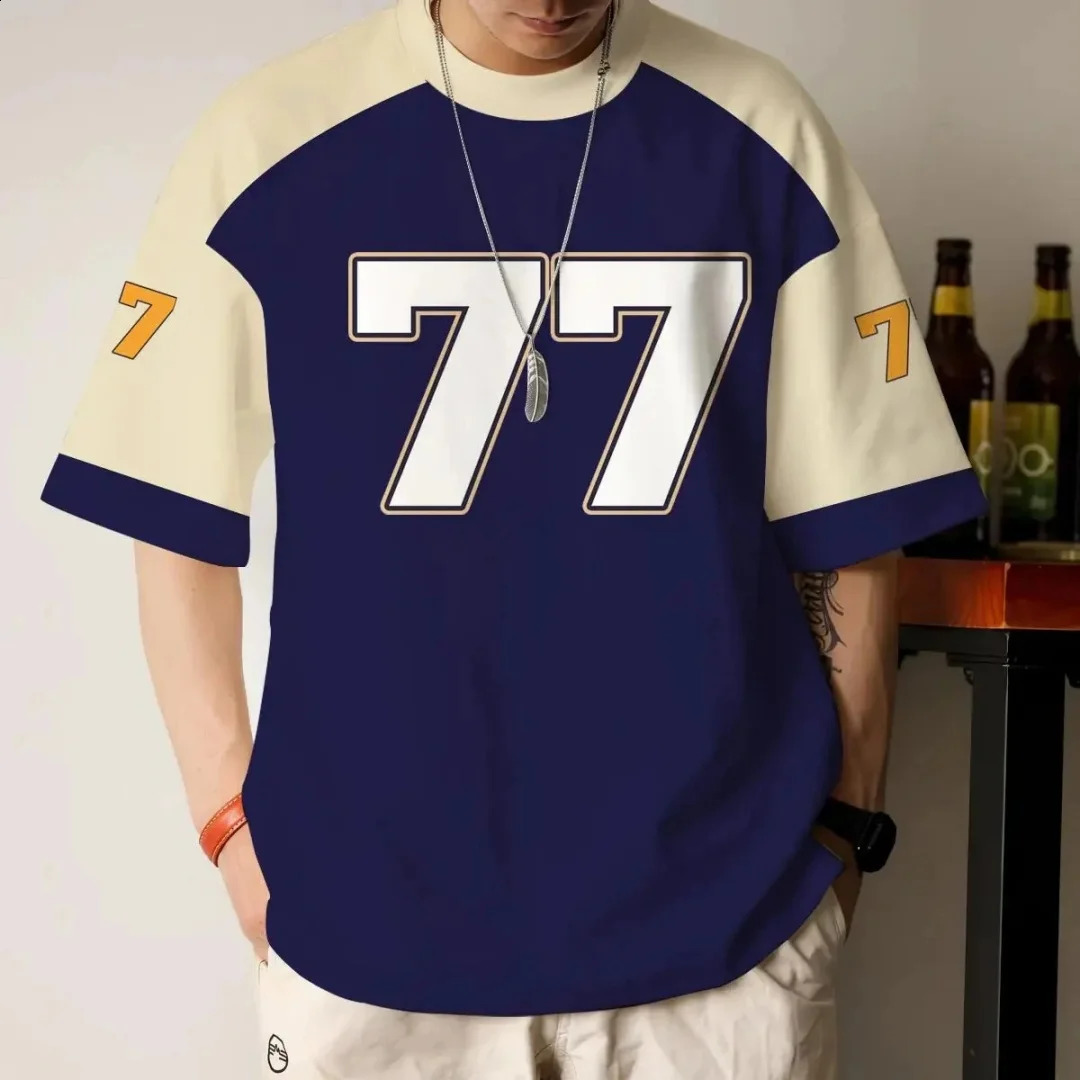 American High Street Hiphop Jersey Round Neck Loose Casual Versatile ShortSleeved Printed TShirt For Men And Women Summer Tee 250616