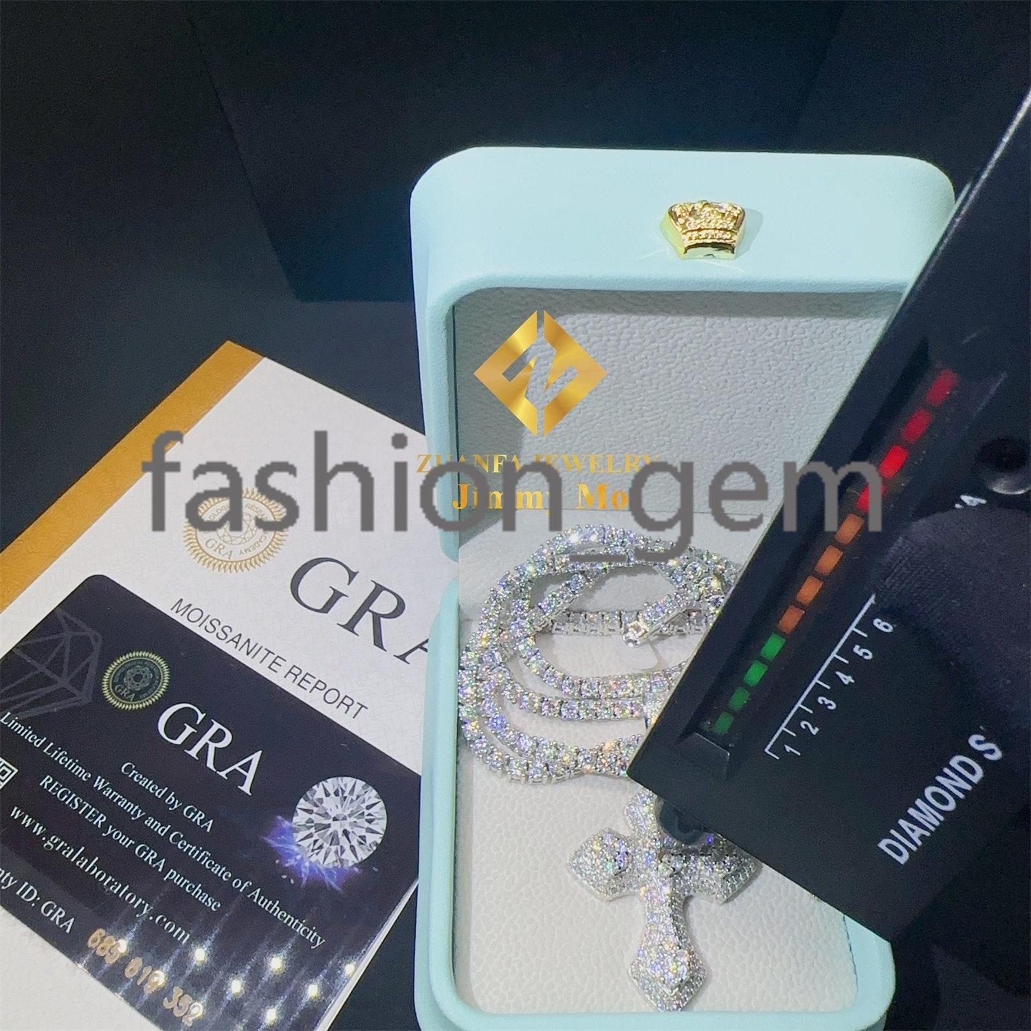 Stock Iced Out Moissanite Jewellery Hip Hop Pendant 925 Silver White Gold Plated VVS1 Moissanite Diamond Cross Pendant Necklace