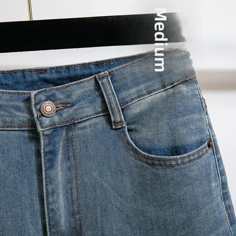 Plus Size High Waist Bell Bottom Jeans Womens Elastic Slim Fit Ice Green Horse Hoof Pants Spring Autumn Fashion plus Size Tr 250609
