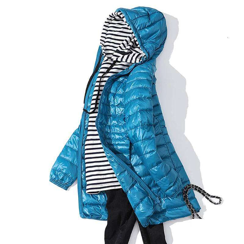 Long Winter Ultra Light Jacket Women With Hooded Down Coat Female Coats