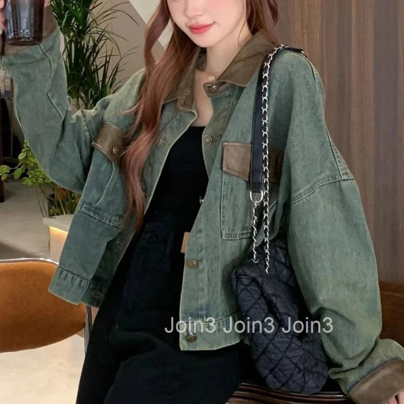 Korean Popular Clothes Cowboy Coat Woman Vintage Denim Jacket for Women Loose Long Sleeve New In Promotion 2025 Models Designer