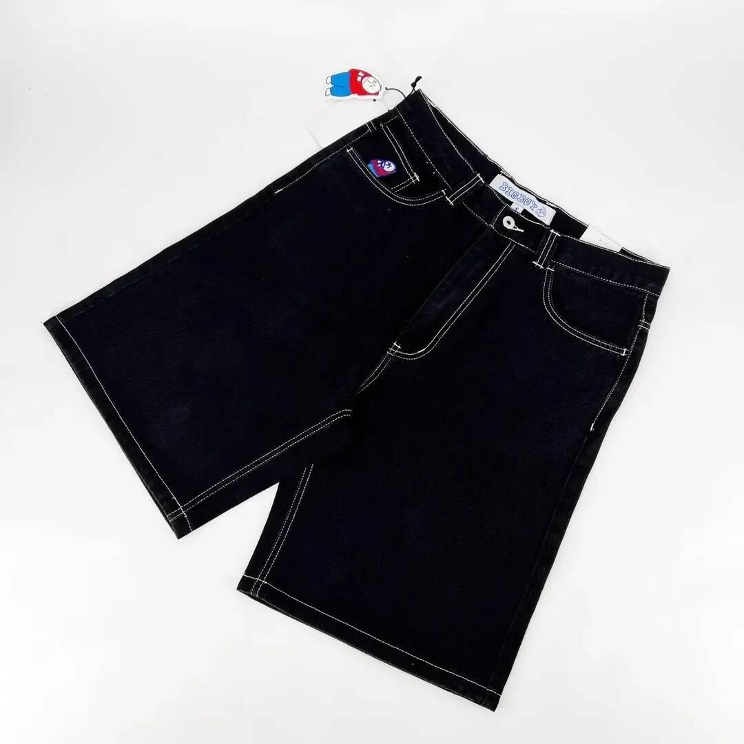 Big Boy Retro Hip Hop Cartoon Graphic Streetwear Denim Embroidery Baggy Jorts New Haruku Gym Basketball Shorts Men