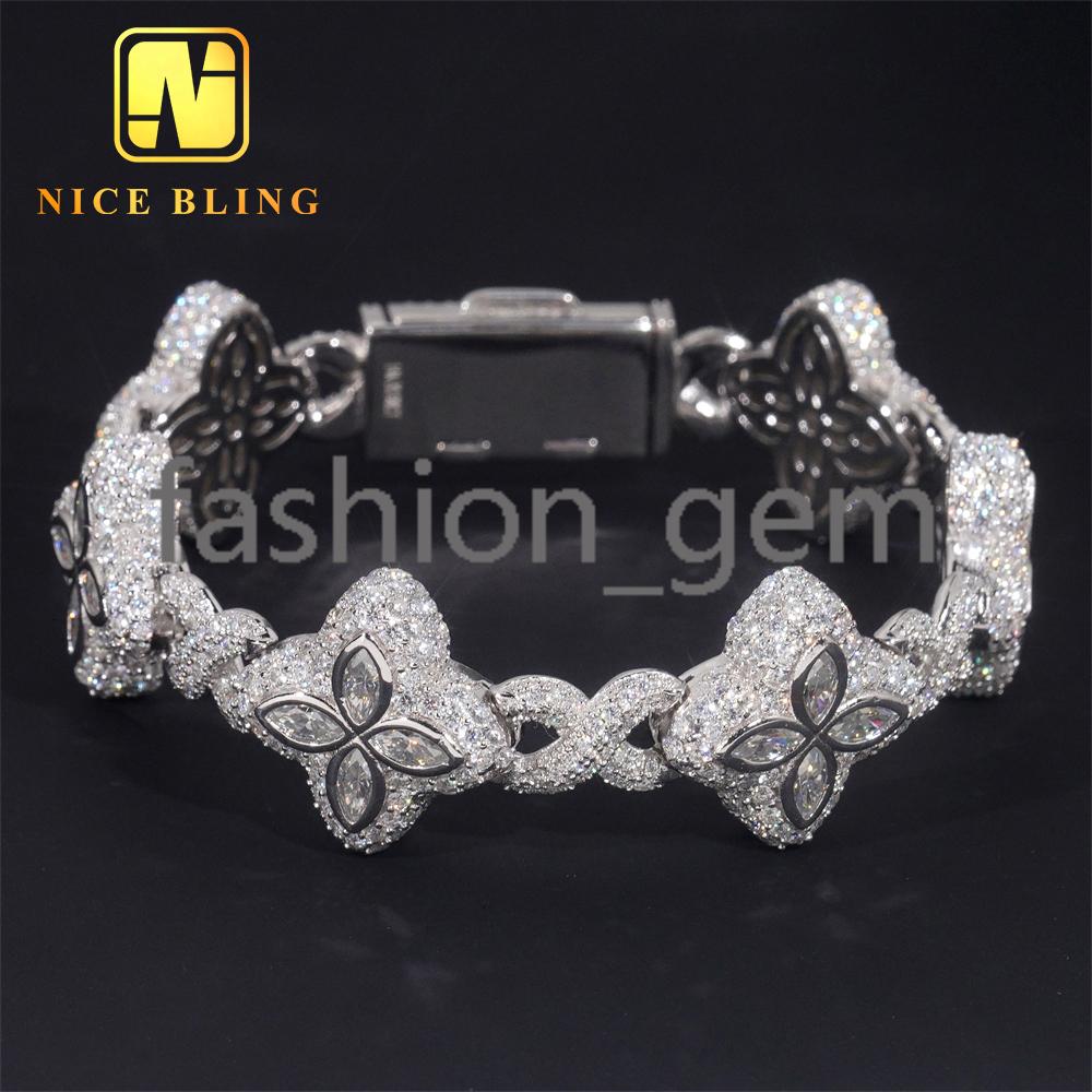 Custom Made Iced Out Luxury Jewelry Rapper Men Jewelry Hip Hop VVS1 Moissanite Diamond Cuban Bracelet