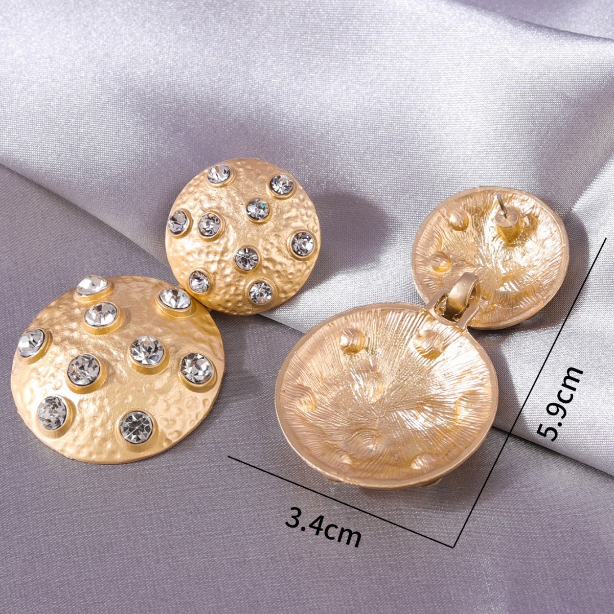 Style Fashion American Elegant Dia-Studded Personality Large and Small Circle Earrings Versatile Studs