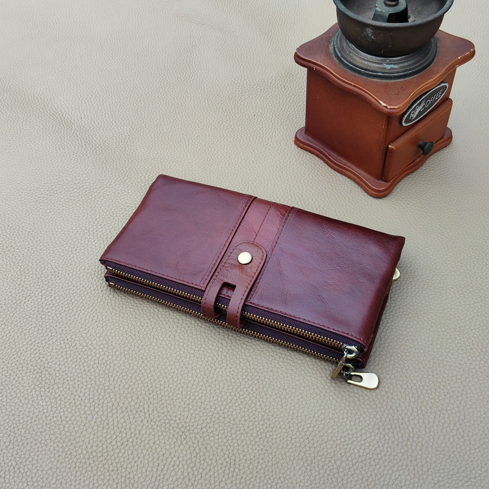 Free Luxury Bag Shipping Designer New Foreign Trade Women's Genuine Leather Long Wallet First Layer Cowhide Elegant Buckle Vintage Wallet