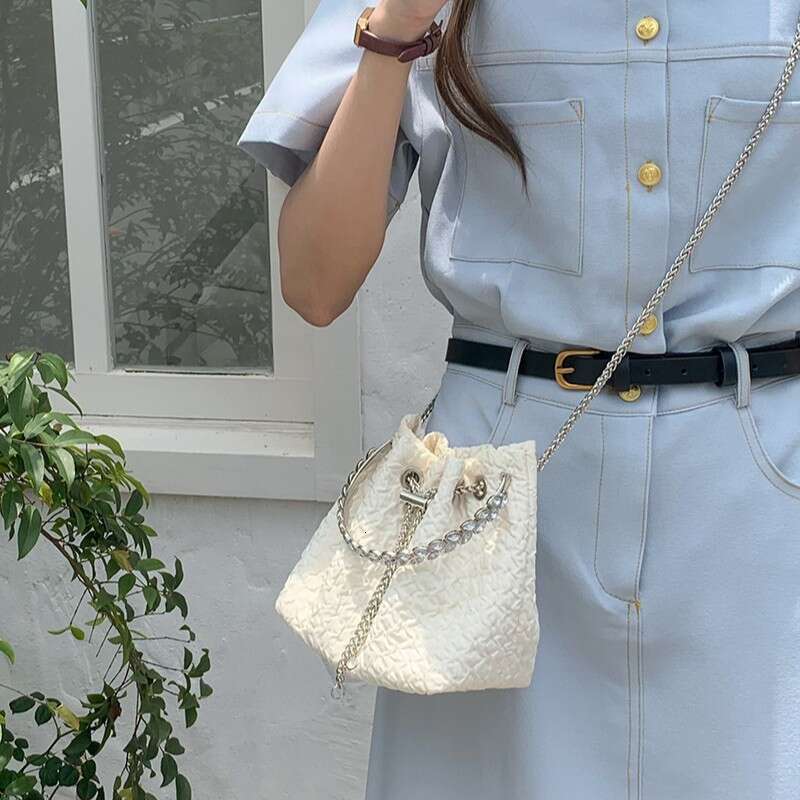 Korean Style Bowknot Niche Handbag 2025 New Fashion Sweet Bucket New Chain Single Shoulder Crossbody Bag