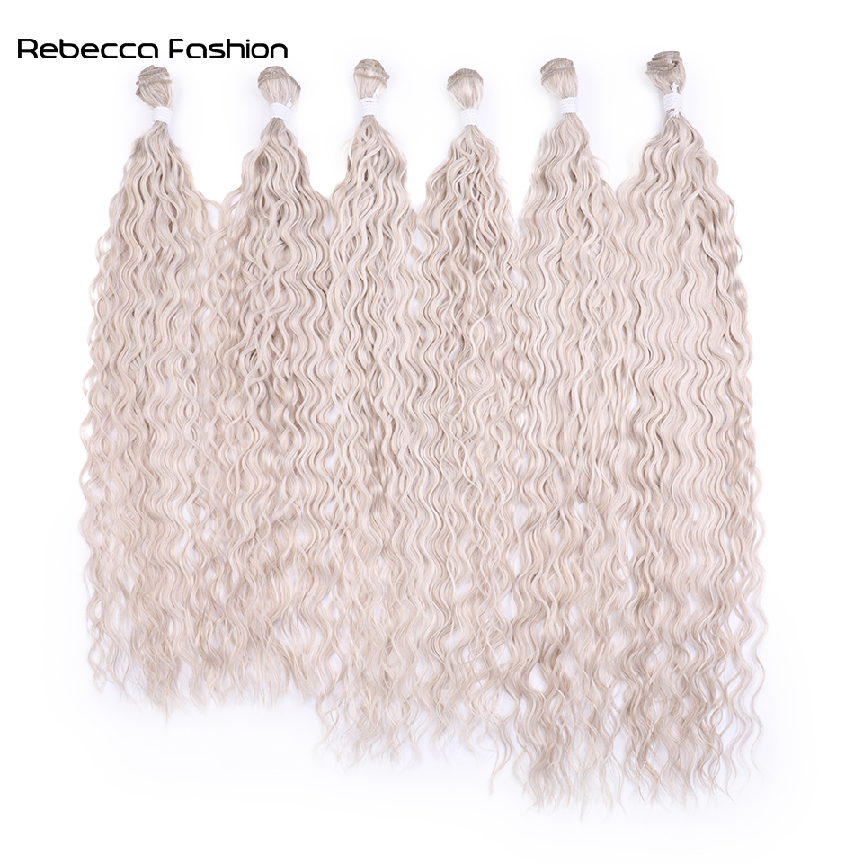 Rebecca Fashion Synthetic Fake Hair Extensions Afro Kinky Curly Hair Bundles Ombre Blonde 24 26 28 inch Super Long Wave Hair Weave
