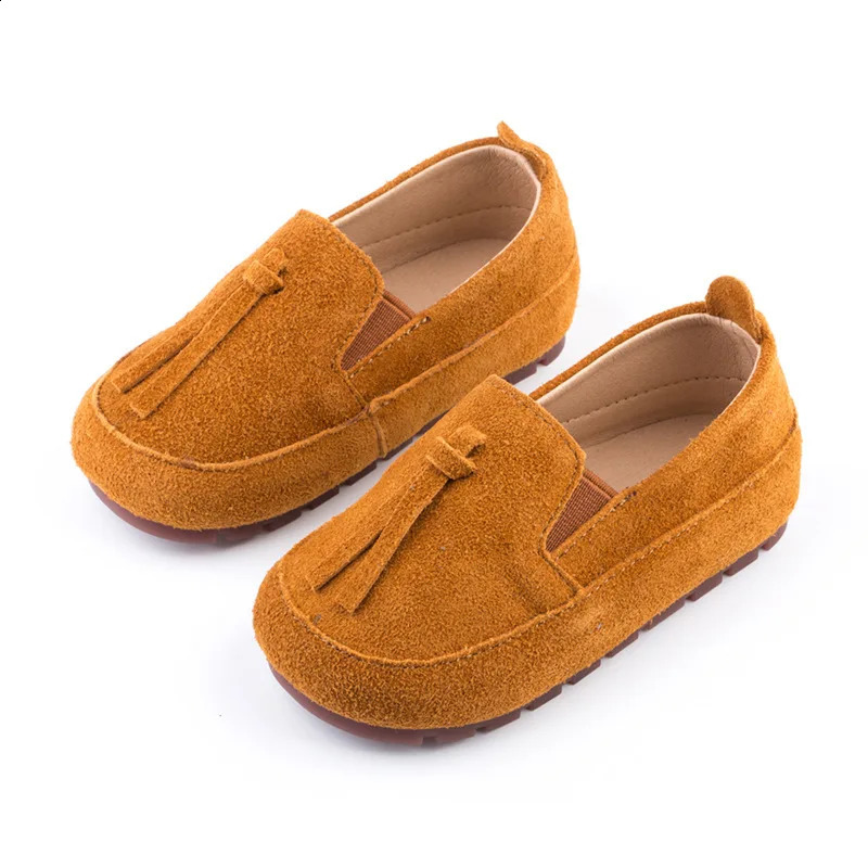 Childrens Moccasin Shoes Boys Korean Style Simple Solid Color Soft Versatile Girls Round-toe Kids Fashion Tassel Slip-on Casual 250617