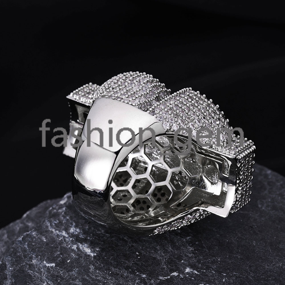Hip Hop S925 Silver Moissanite Cross Ring Personality Trend Mens Ring