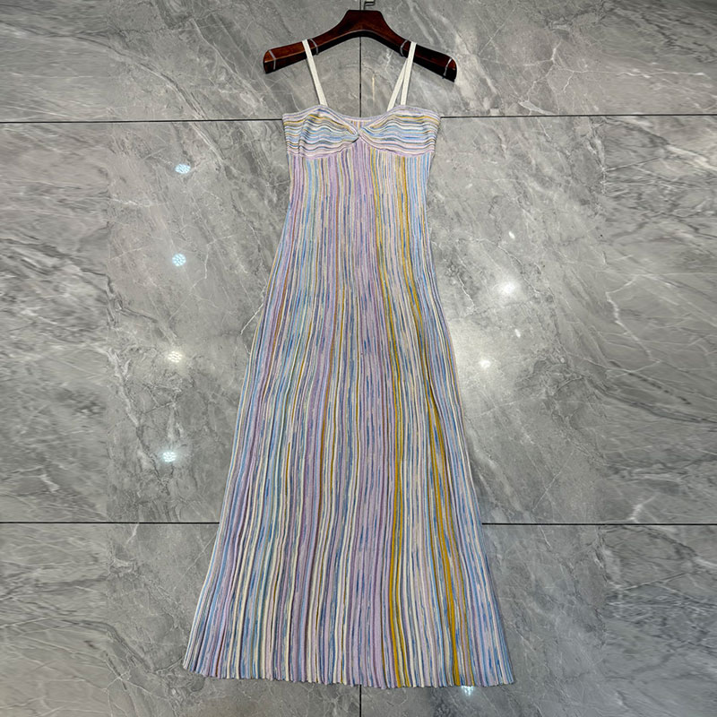 Summer Women's Sequin Maxi Strapless Dress Vacation Style Luxury Sleeveless Striped Gown Plus Size Two Colors Designer Elegant Clothes S0646