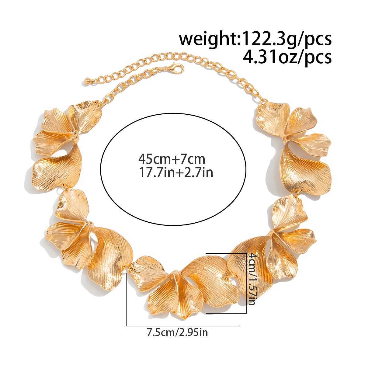 Ingemark Punk Irregar Petals Flower Chain Necklace for Wen 2025 New Fashion Gold Color Metal Choker Steampunk Jewelry GiftC250617