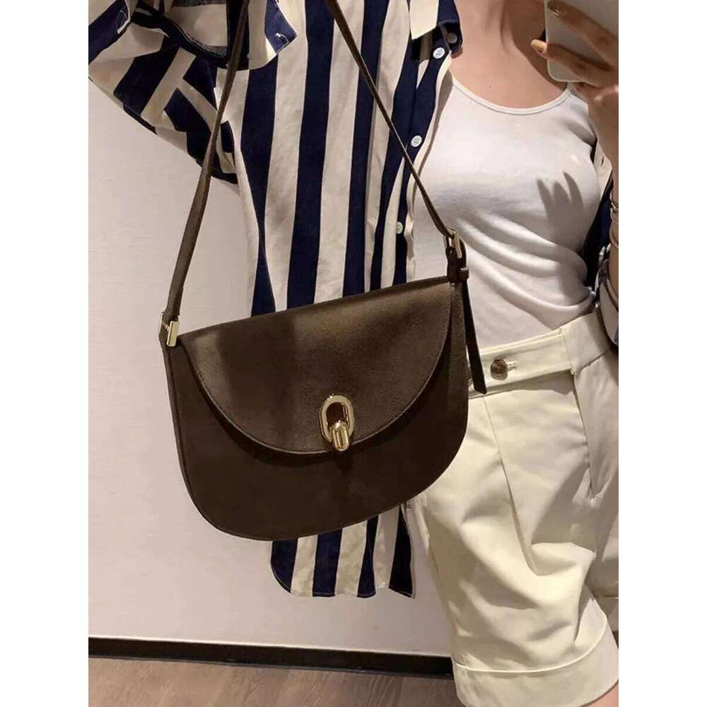 SAVETTE Tondo 20 Single Shoulder Crossbody Women Fashionable Simple High Quality Suede Genuine Leather Saddle Savette Bag