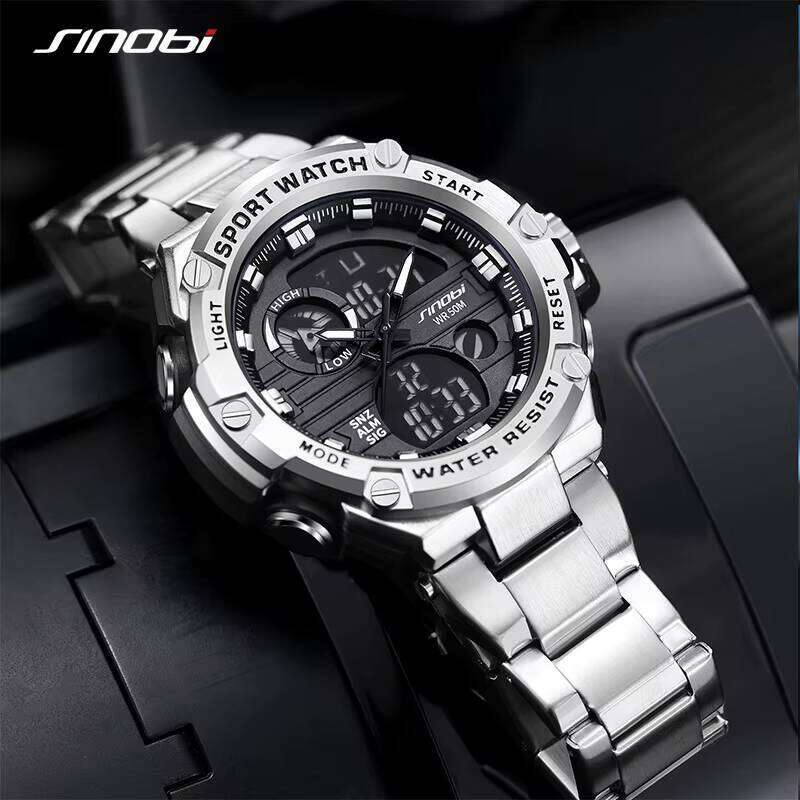 DHgadgets Sports Waterproof 5Bar Dual Time Men's Watch Shockproof Alarm Clock Montre Homme