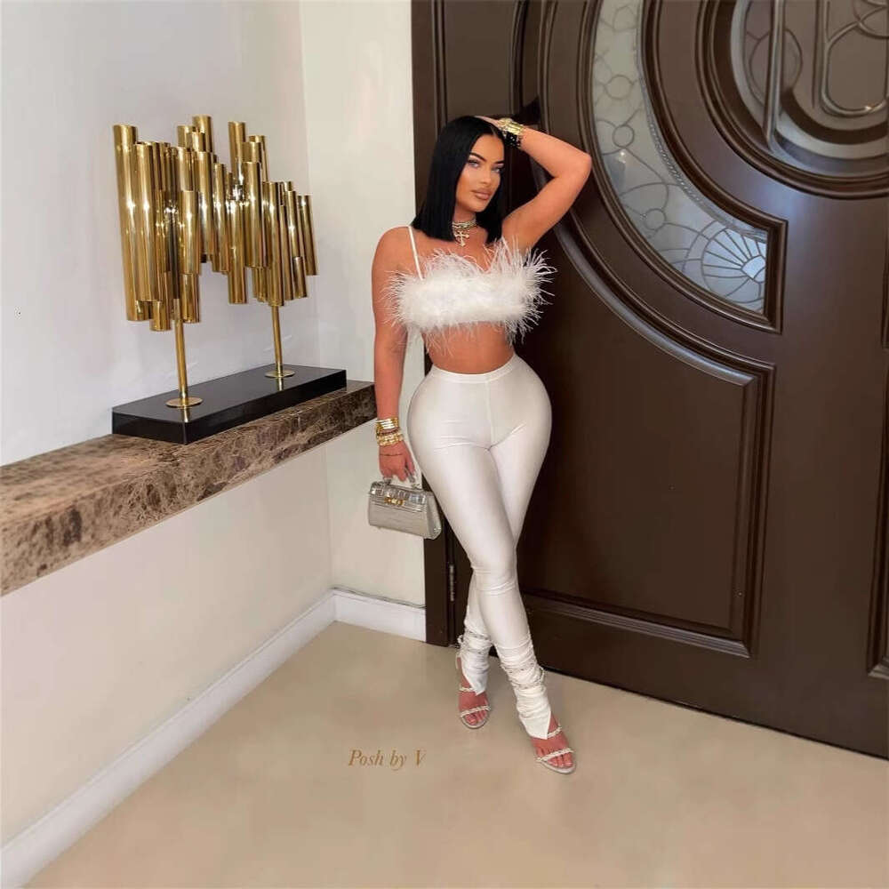 Summer New Women's Fashion Personality Sexy Style Spaghetti Strap Backless Tube Top Bodycon Pants Set B5