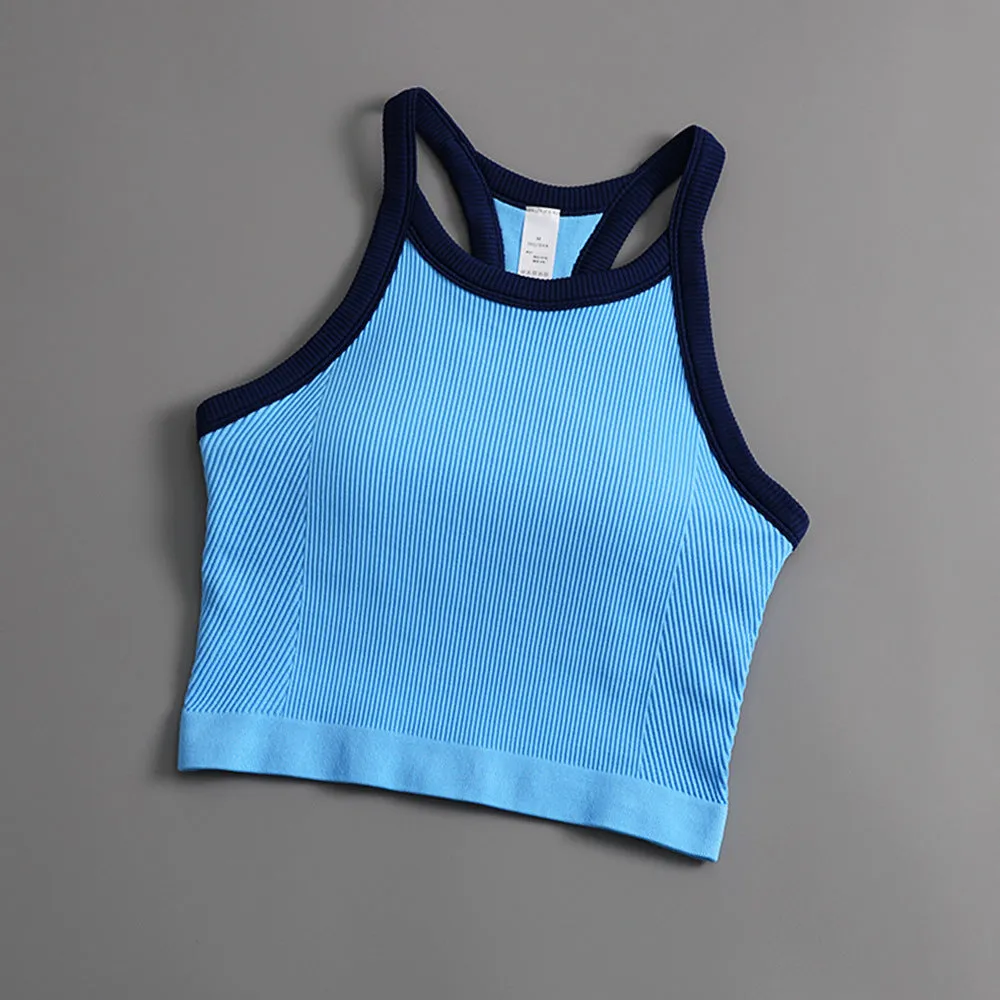 Comfort Fit Women's Yoga Sports Vest with Protective Chest Pad Shock-Proof Running Underwear Yoga Seamless Bra