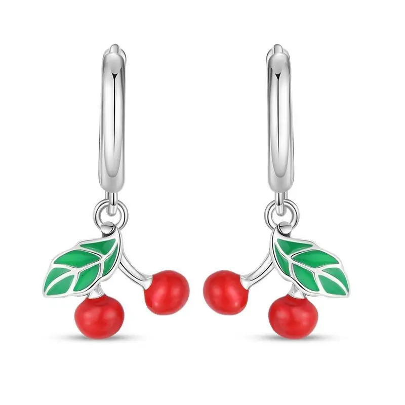 CYCUFF S925 Sterling Silver Women Romantic Hoop Earrings Exquisite Fruit Cherry Earrings Birthday Party Trend Jewelry Gifts 250617