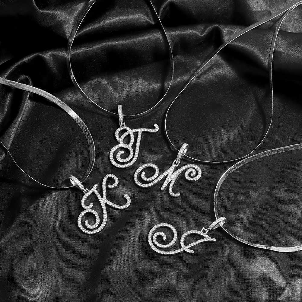 A-Z Initial Bling Cursive Letter Necklace for Women and Girls Gold Plated Snake Chain Alphabet Pendant Clavicle Necklaces Collar Jewelry W250618