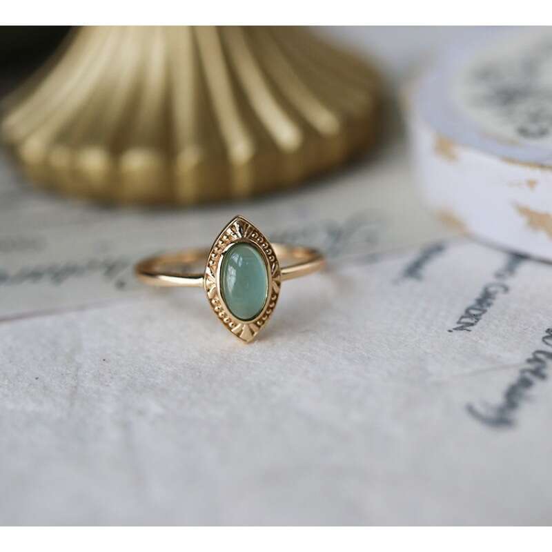 Light Double Layer Stone Craft Natural Topaz Peridot Flower Ins Style Adjustable Ring