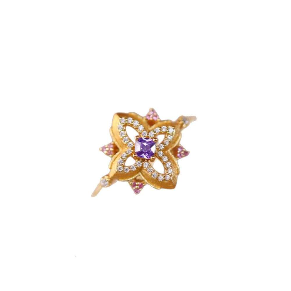 French Style New Zircon Palace High-end Sense Niche Temperament Light Luxury Adjustable Open Ring