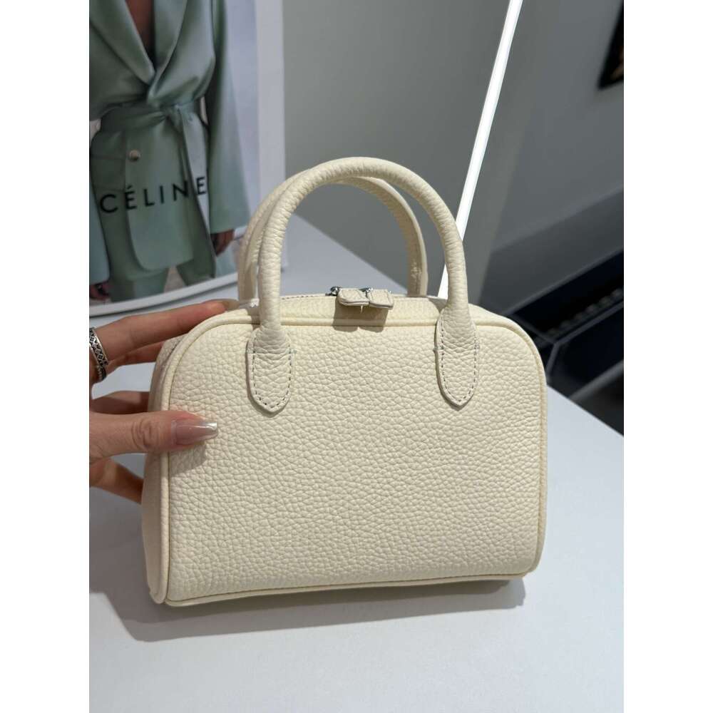 Women's Crossbody bag Bowling Mini Handbag Pillow Genuine Leather Elegant Boston Bag