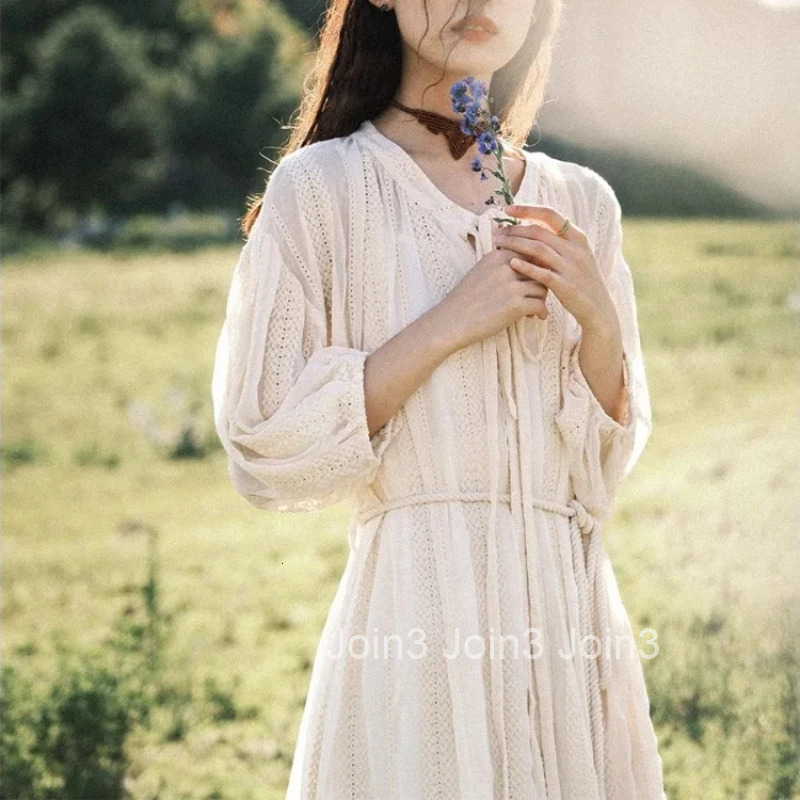 Womens Long Sleeve Dresses Midi Embroidery Female Dress Bandage Designer Thic Fashion Summer 2025 Elegant and Pretty Vintage G